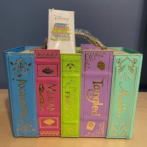 Loungefly Exclusive Disney Stitch Shoppe Princess Books Crossbody Bag & Pin NWT